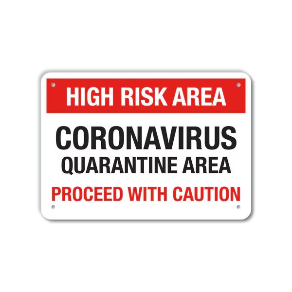 COVID Aluminum Sign, High Risk Area, 10x7 Reflective, Lyle, Mfr#: LCUV-0054-RA_10x7